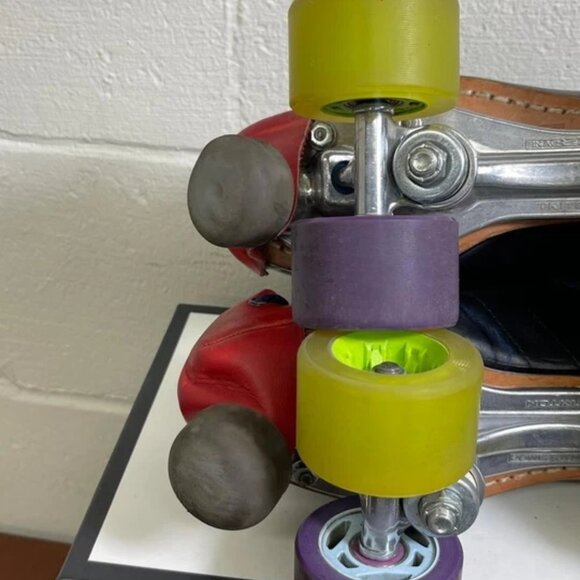 Vintage Riedell 595 Roller Skates Black Leather Lace up Men's Size 5 Made USA - Picture 12 of 13